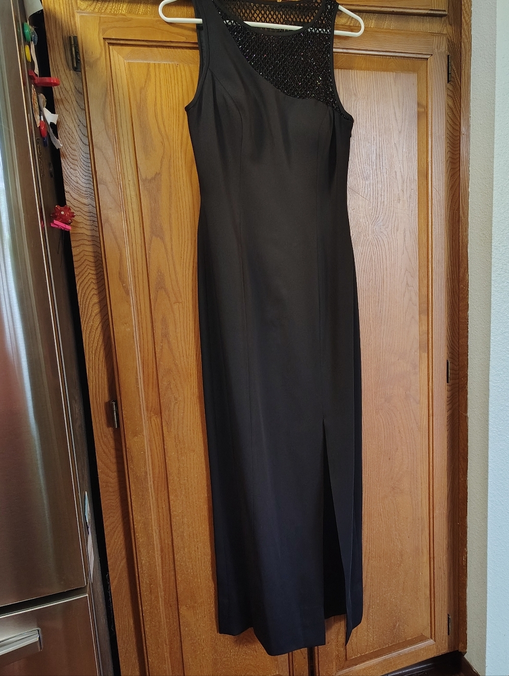 NADINE One Shoulder Hand Beaded Black Evening Cocktail Wedding Long Gown 7/8